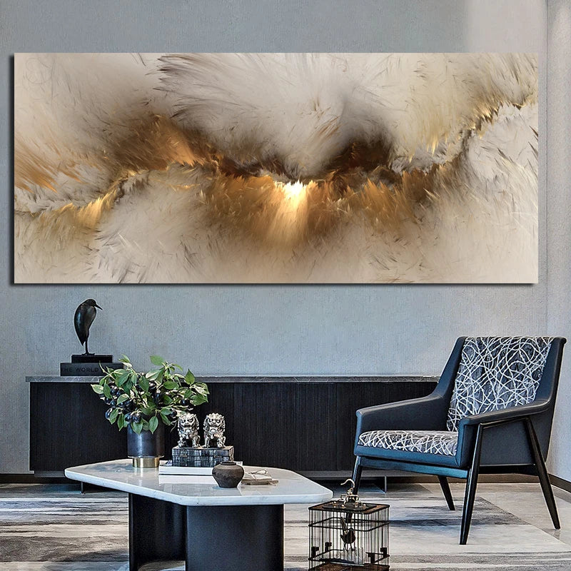 Grey Yellow Cloud Abstract Art Oil Painting – Modern Canvas Wall Decor YOUR HOME™
