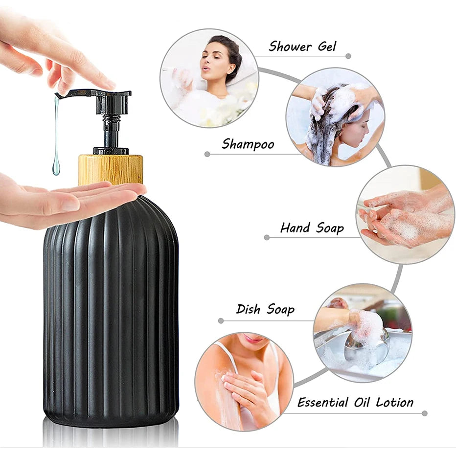 Black Ceramic Soap Dispenser Set – Modern Minimalist Touch YOUR HOME™