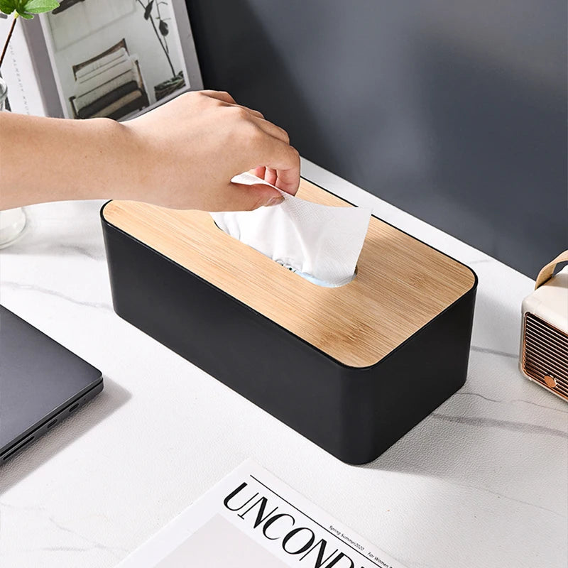 Minimalist Tissue Box with Wooden Lid – Nordic Touch for Every Room YOUR HOME™