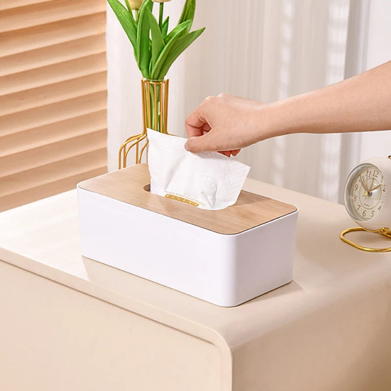 Minimalist Tissue Box with Wooden Lid – Nordic Touch for Every Room YOUR HOME™