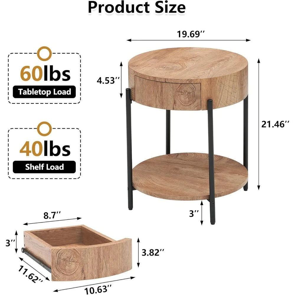 Nordic Harmony — Wooden Bedside Table with Drawer Your Home™