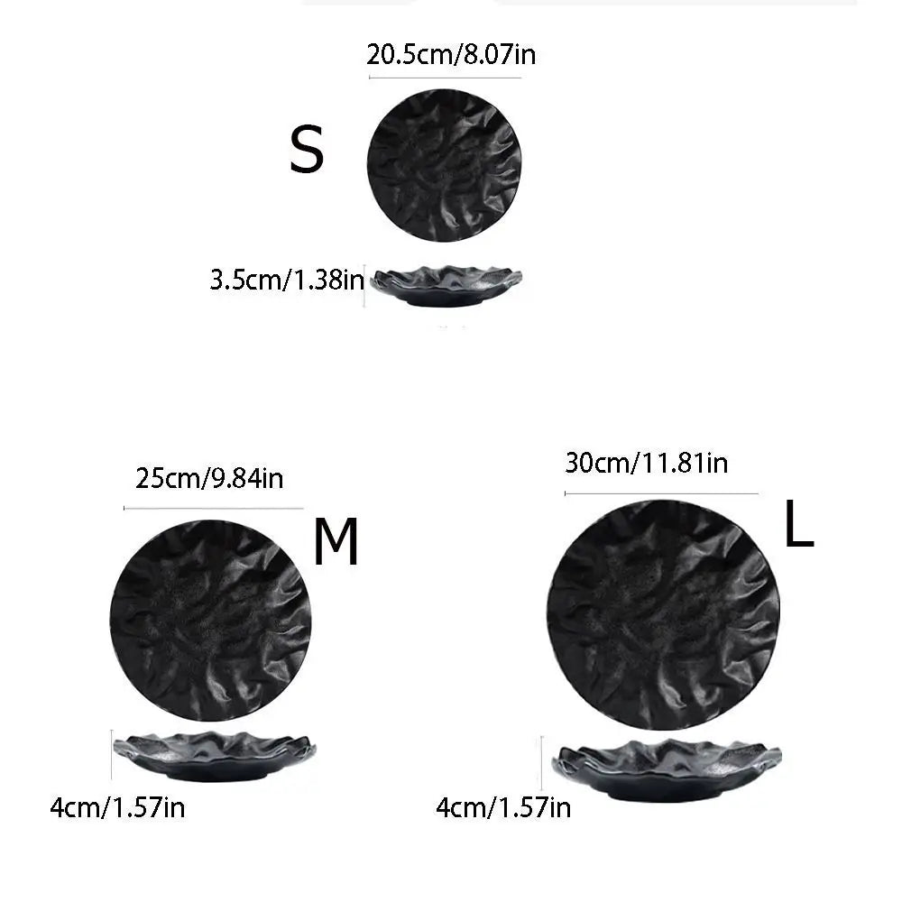 Petal Design Ceramic Plate – Black Stoneware Dish for Dinner & Dessert | Your Home™