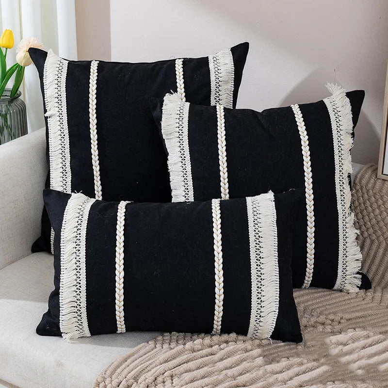 Soft Boho Tassel Pillowcase – Textured Elegance for Sofa or Bed YOUR HOME