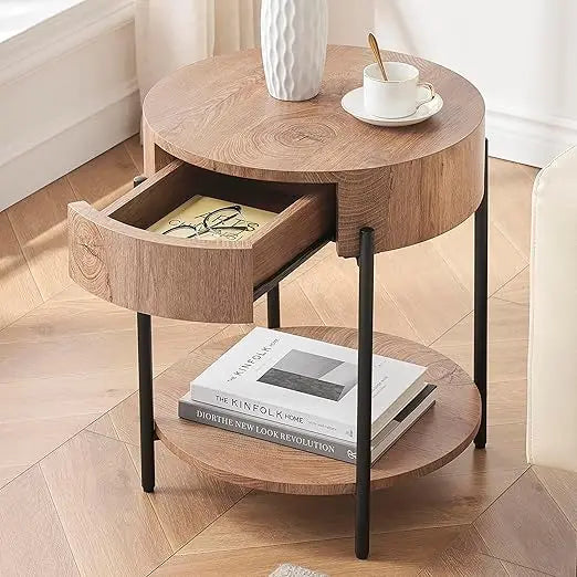 Nordic Harmony — Wooden Bedside Table with Drawer Your Home™