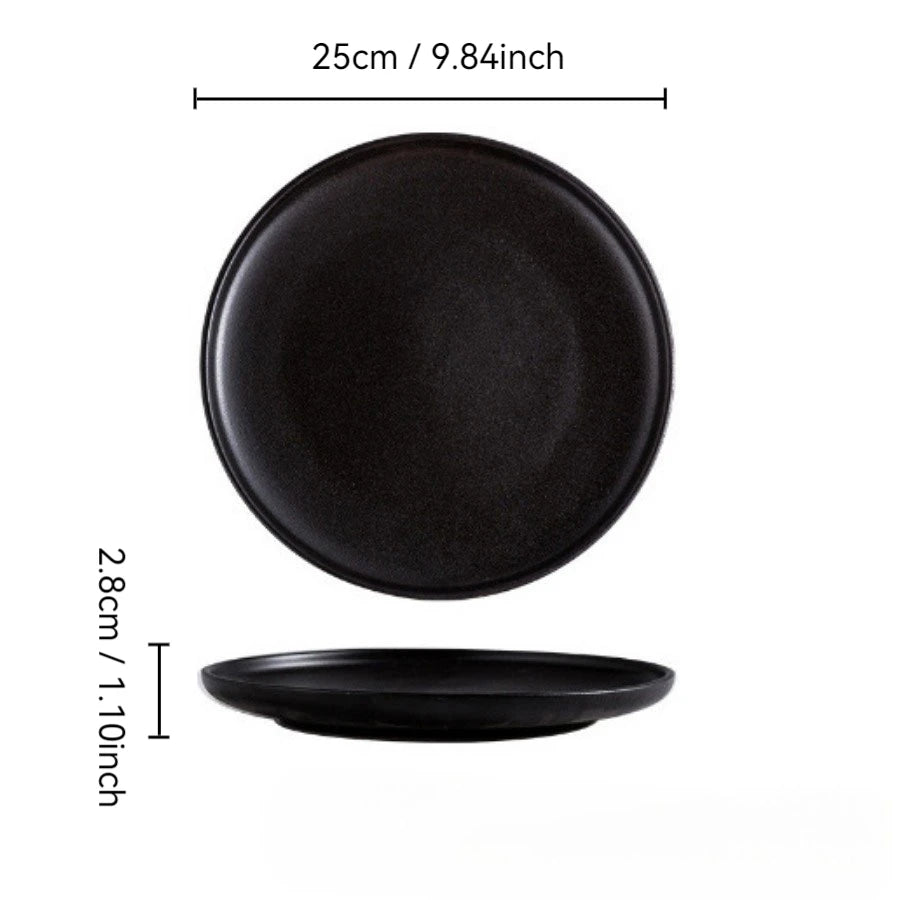 Matte Black Ceramic Plate Set – Minimal Elegance for Every Meal | Your Home™
