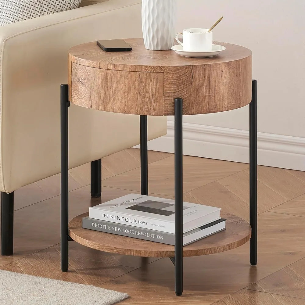 Nordic Harmony — Wooden Bedside Table with Drawer Your Home™