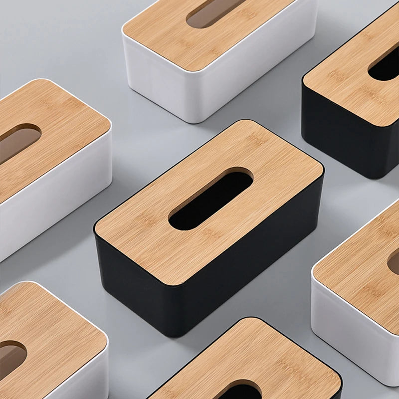 Minimalist Tissue Box with Wooden Lid – Nordic Touch for Every Room YOUR HOME™