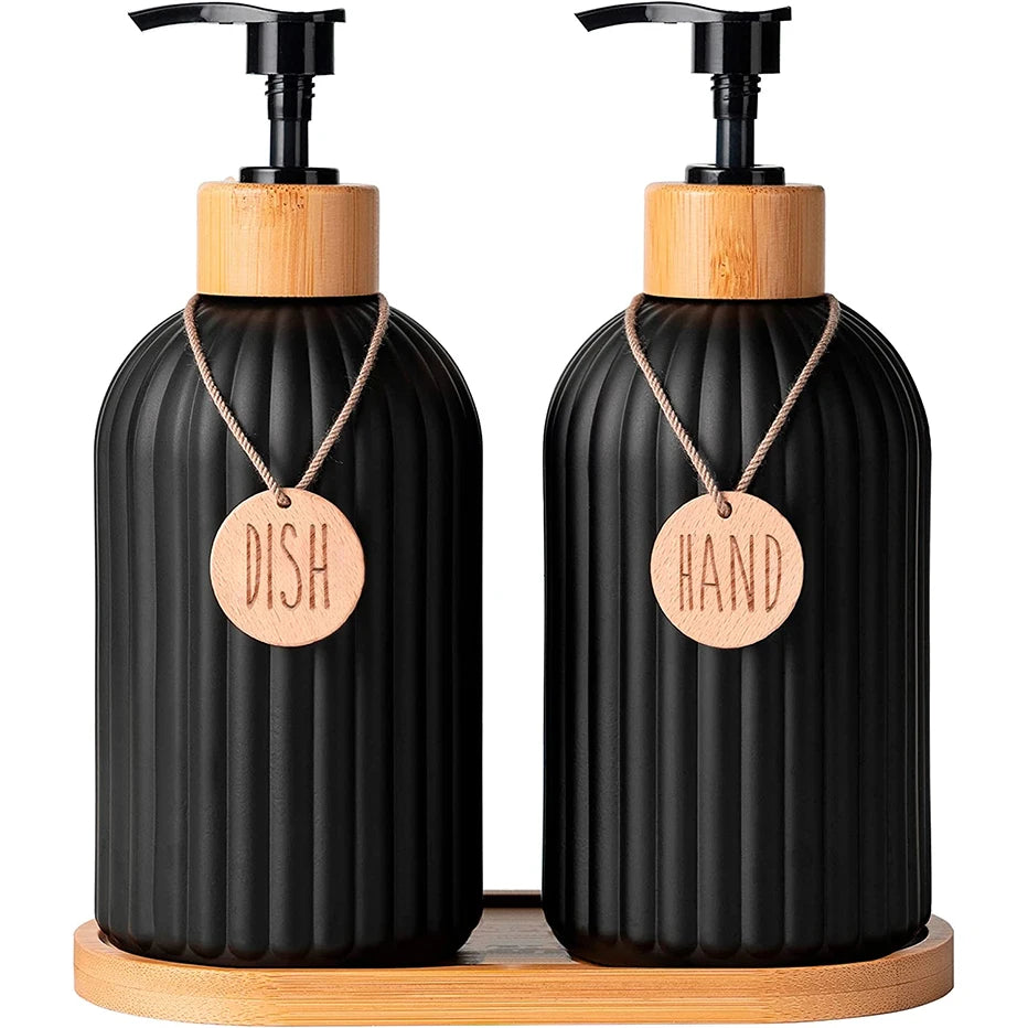 Black Ceramic Soap Dispenser Set – Modern Minimalist Touch YOUR HOME™