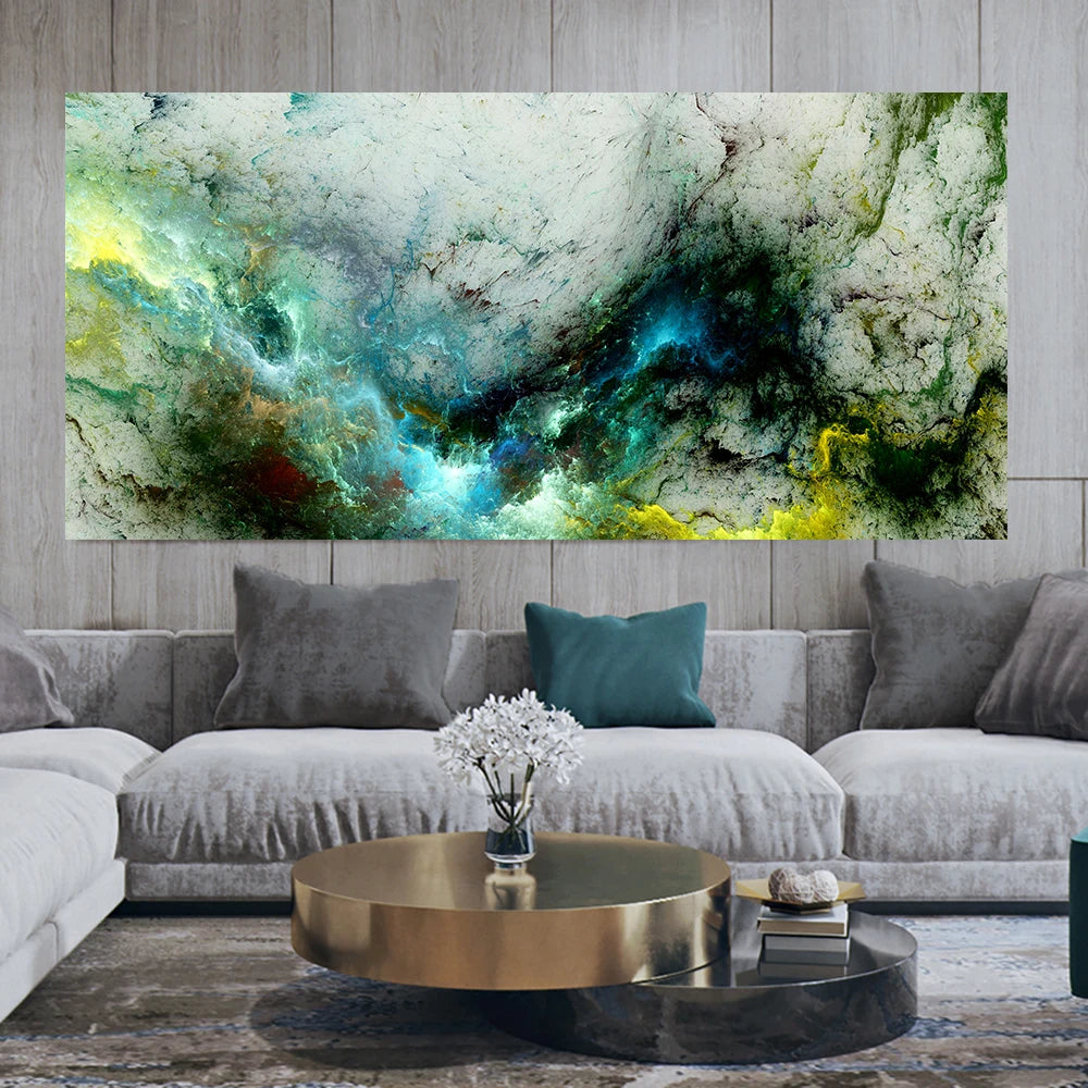 Grey Yellow Cloud Abstract Art Oil Painting – Modern Canvas Wall Decor YOUR HOME™