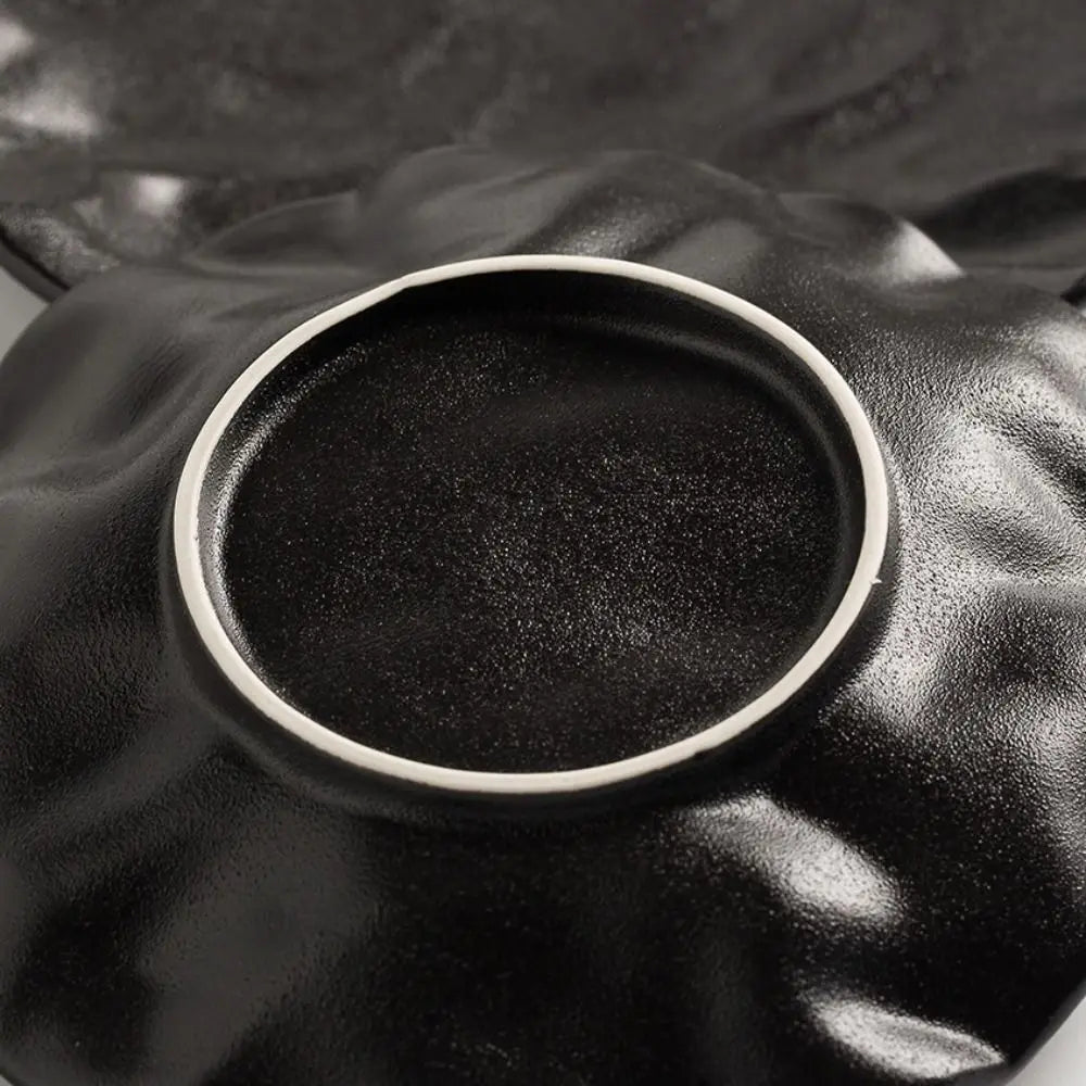 Petal Design Ceramic Plate – Black Stoneware Dish for Dinner & Dessert | Your Home™