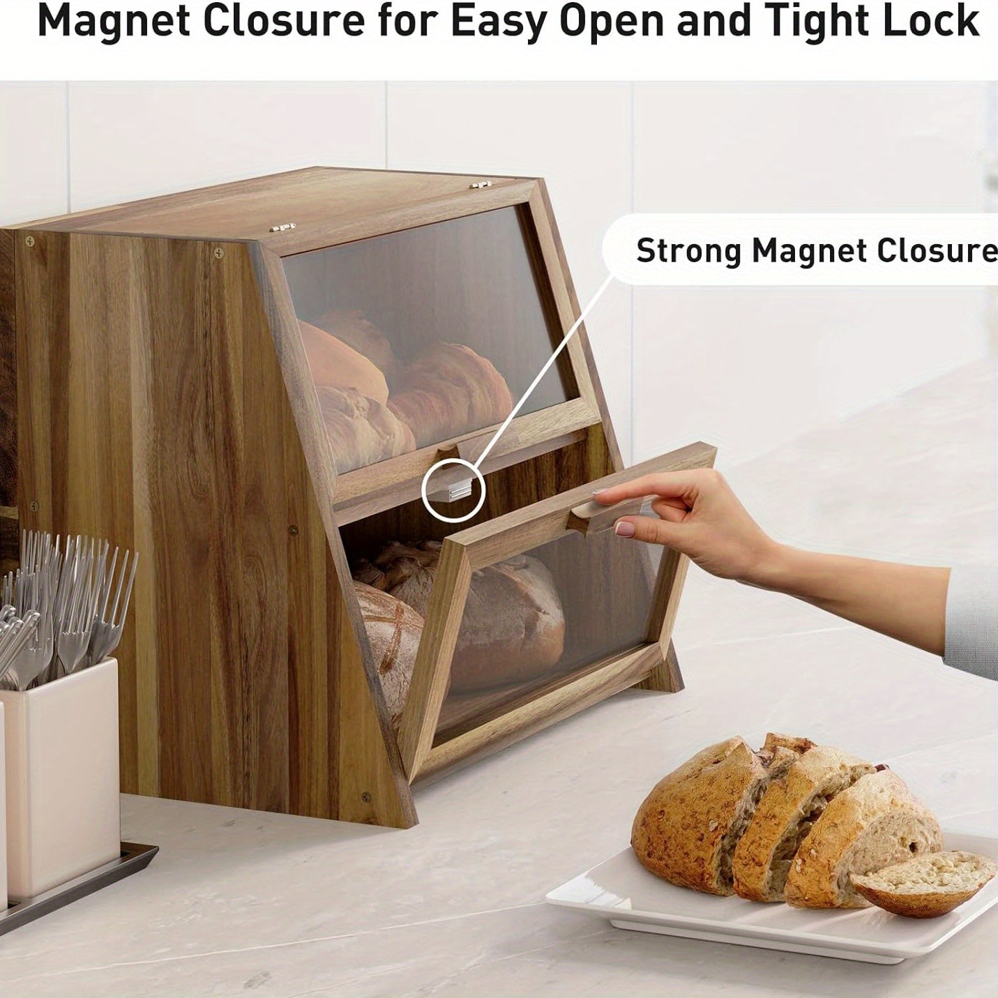 Acacia Bread Box with Clear Window
  Your Home™