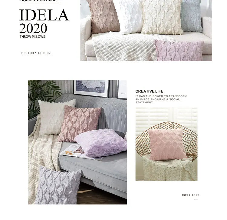 Textured Cozy Throw Pillow Cover – Soft Decorative Cushion Cover for Sofa, Bed & Living Room
 Your Home™