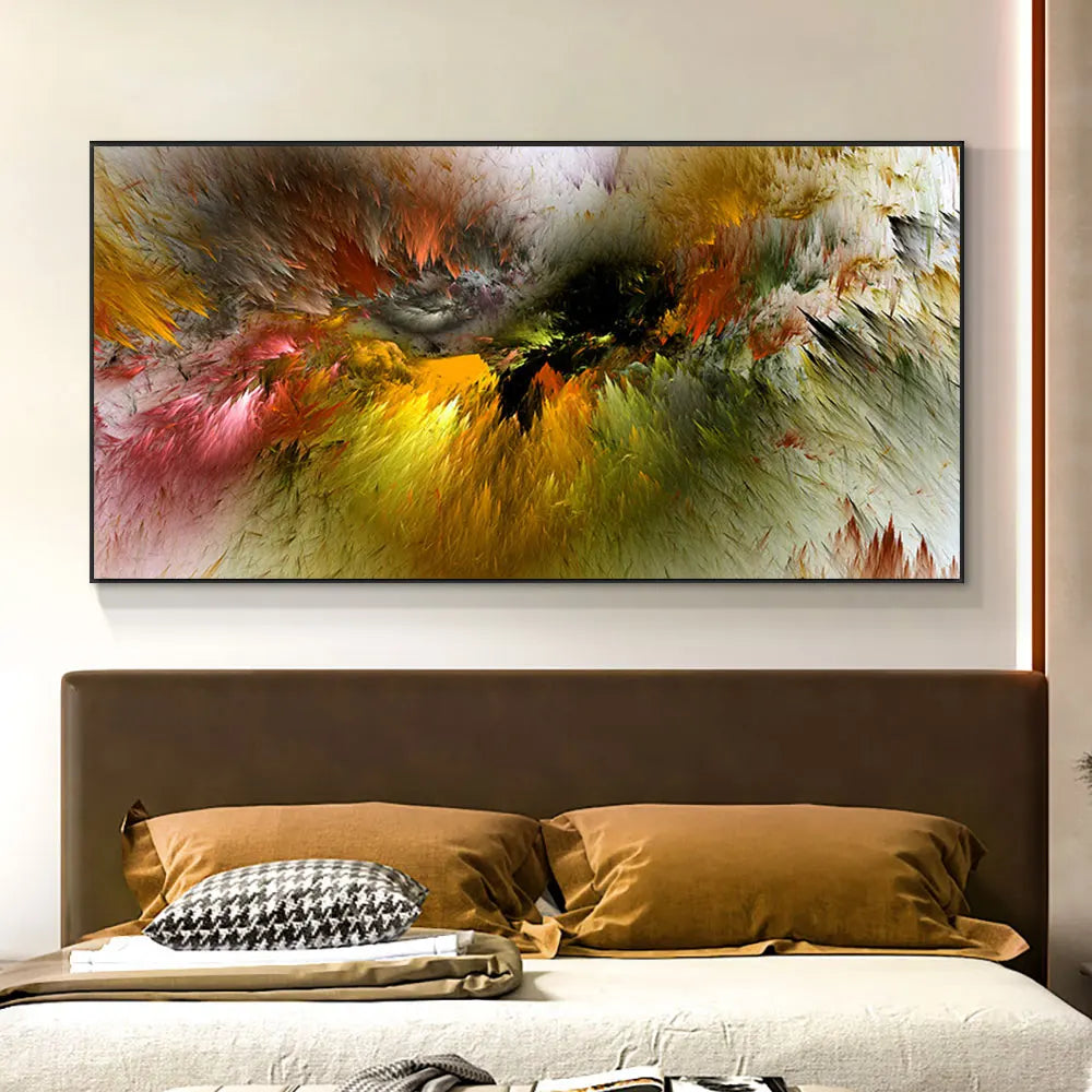 Grey Yellow Cloud Abstract Art Oil Painting – Modern Canvas Wall Decor YOUR HOME™