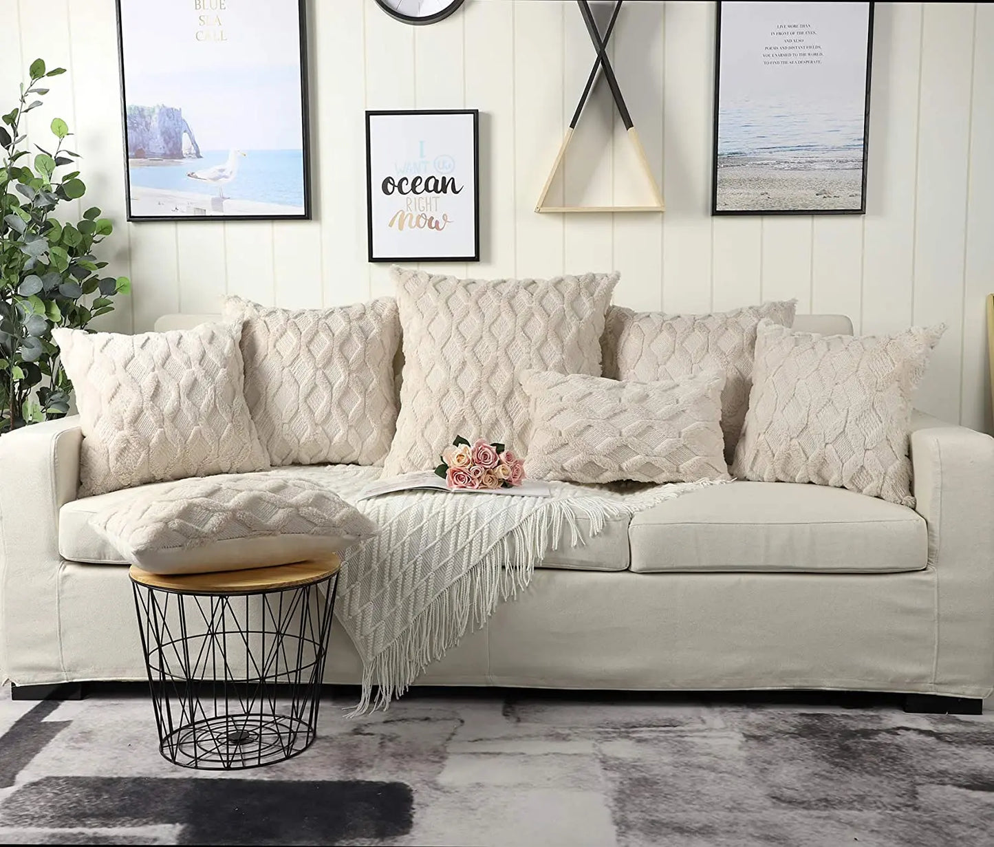 Textured Cozy Throw Pillow Cover – Soft Decorative Cushion Cover for Sofa, Bed & Living Room
 Your Home™