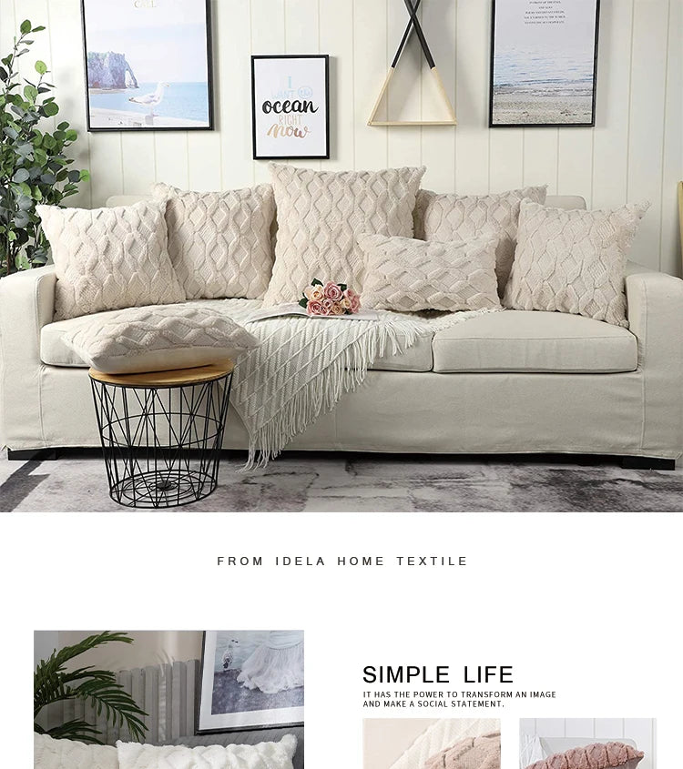 Textured Cozy Throw Pillow Cover – Soft Decorative Cushion Cover for Sofa, Bed & Living Room
 Your Home™
