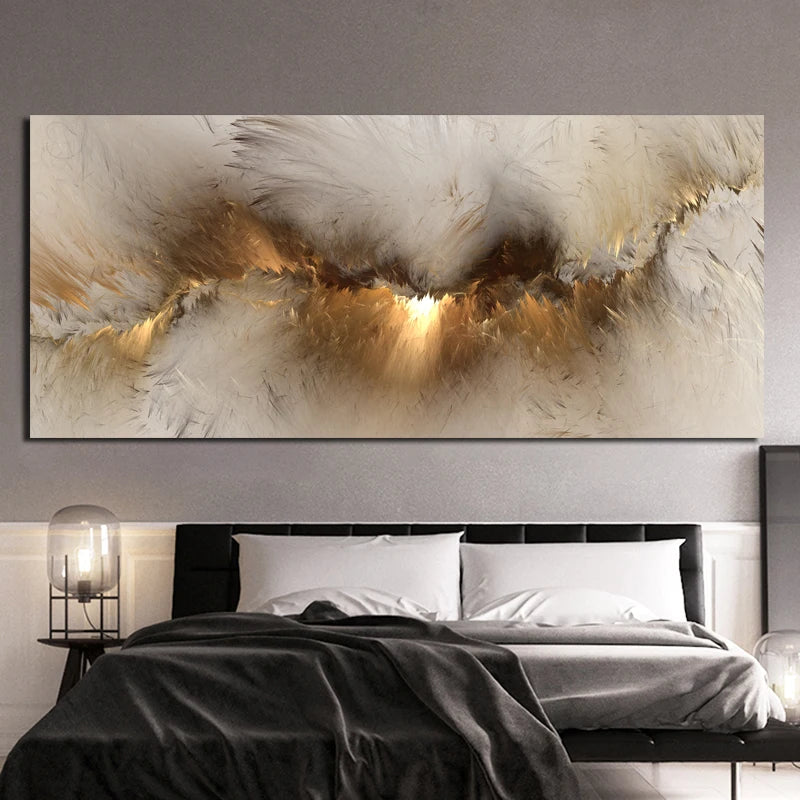 Grey Yellow Cloud Abstract Art Oil Painting – Modern Canvas Wall Decor YOUR HOME™