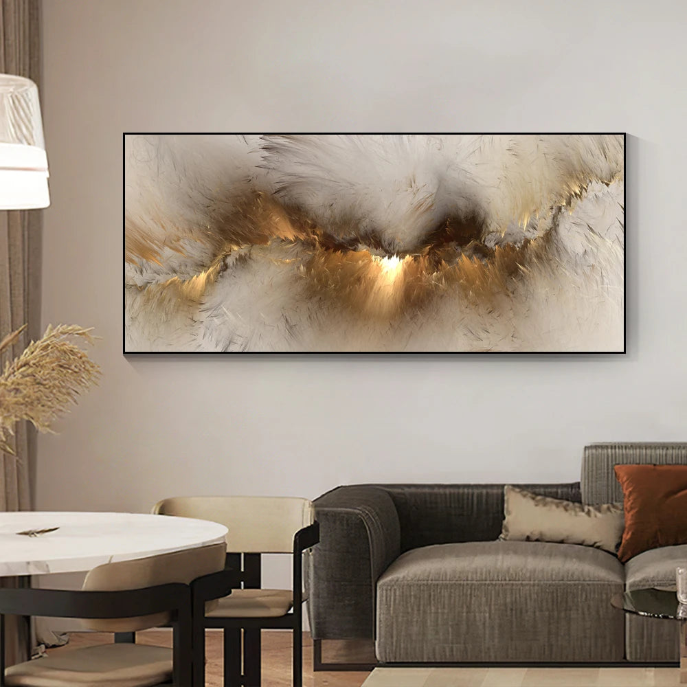 Grey Yellow Cloud Abstract Art Oil Painting – Modern Canvas Wall Decor YOUR HOME™
