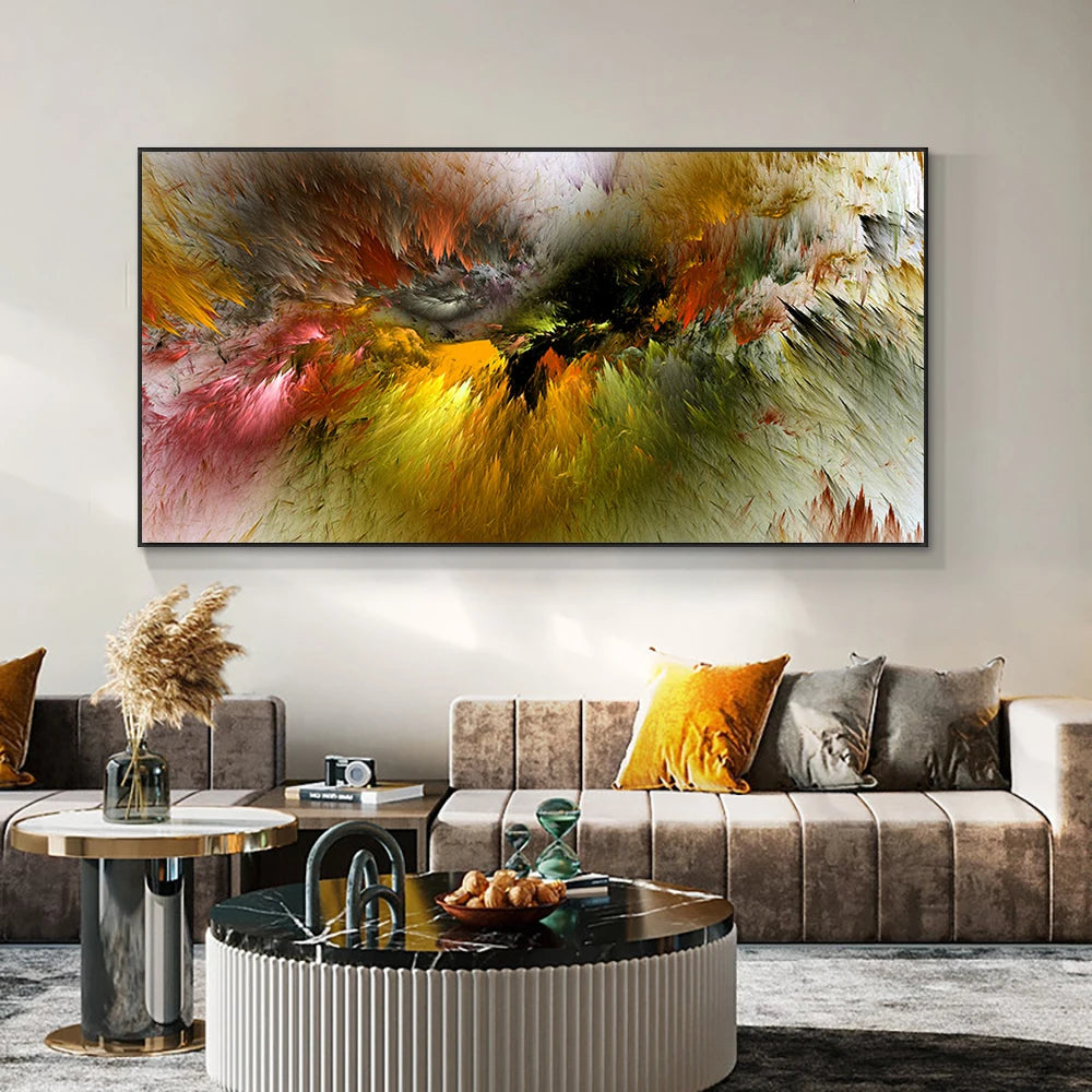 Grey Yellow Cloud Abstract Art Oil Painting – Modern Canvas Wall Decor YOUR HOME™