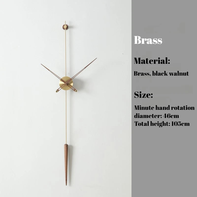 Aurelia Linear Wall Clock – Modern Minimalist Brass & Walnut Statement Timepiece