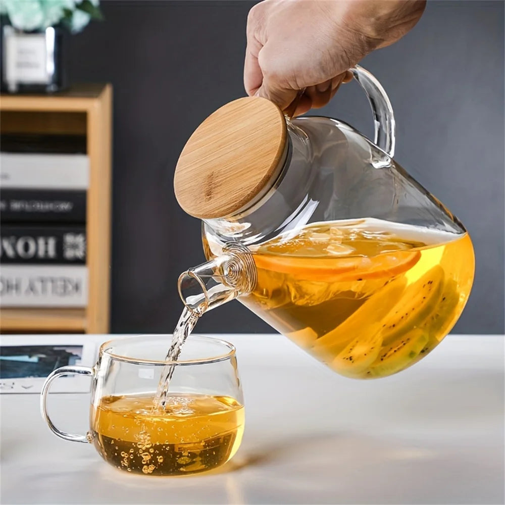 Heat-Resistant Glass Teapot with Wooden Lid
  Your Home™
