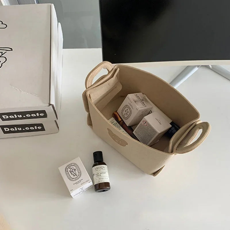 Bear Felt Storage Baskets – Foldable Toy & Home Organizer