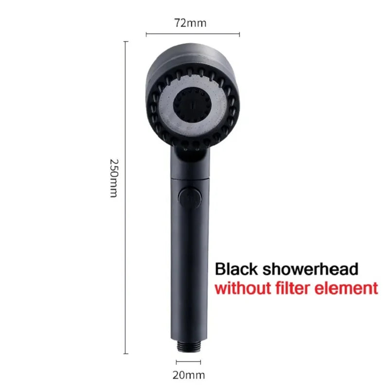 3-Mode High-Pressure Shower Head with Built-In Massage Brush & Filter