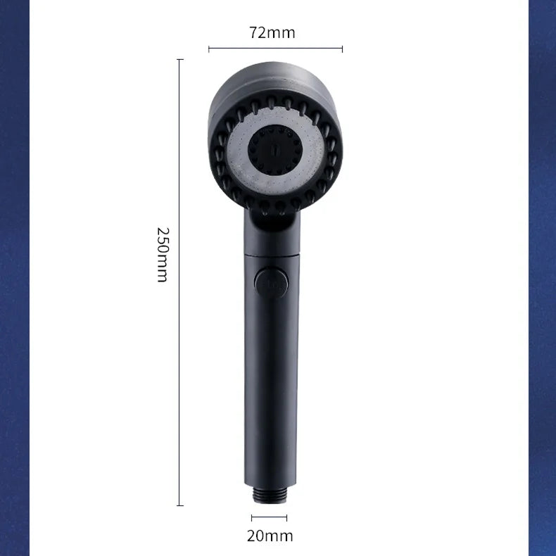 3-Mode High-Pressure Shower Head with Built-In Massage Brush & Filter