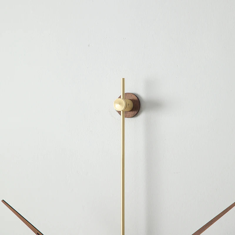 Aurelia Linear Wall Clock – Modern Minimalist Brass & Walnut Statement Timepiece