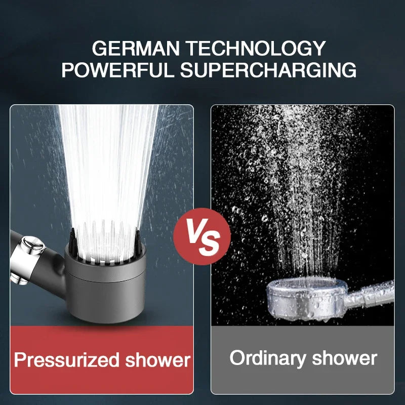 3-Mode High-Pressure Shower Head with Built-In Massage Brush & Filter