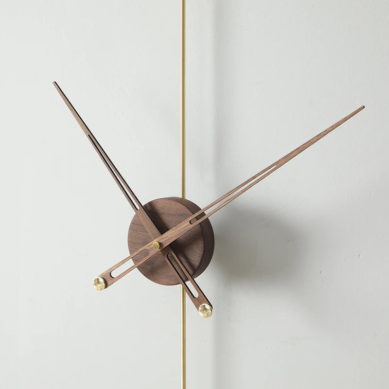 Aurelia Linear Wall Clock – Modern Minimalist Brass & Walnut Statement Timepiece