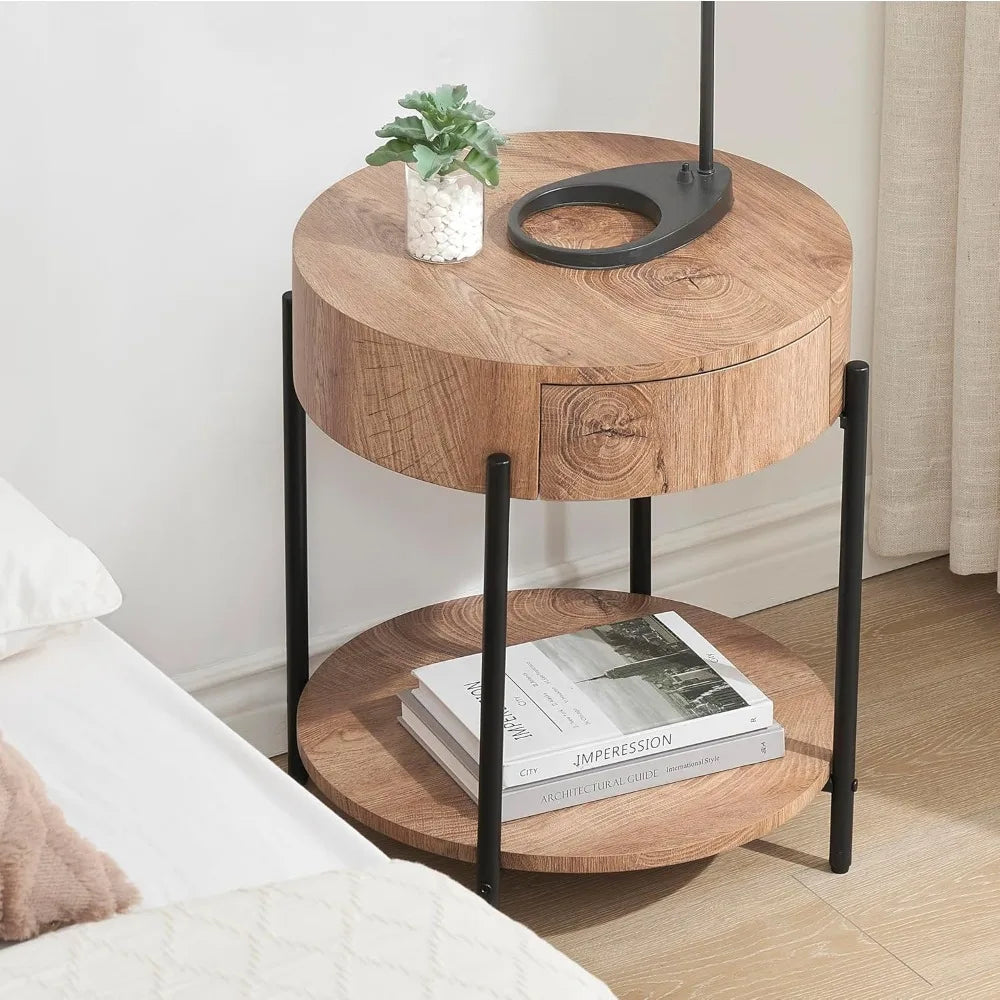 Nordic Harmony — Wooden Bedside Table with Drawer Your Home™