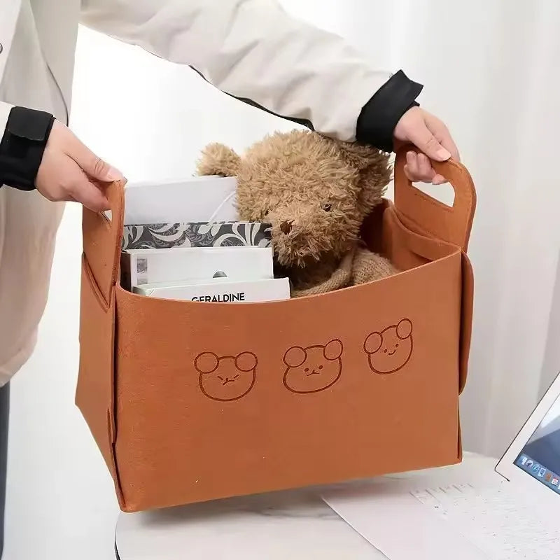 Bear Felt Storage Baskets – Foldable Toy & Home Organizer