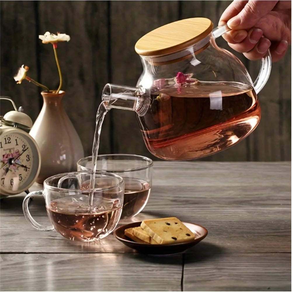 Heat-Resistant Glass Teapot with Wooden Lid
  Your Home™