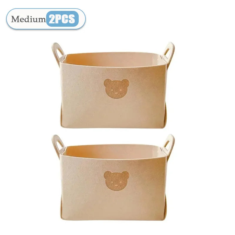 Bear Felt Storage Baskets – Foldable Toy & Home Organizer