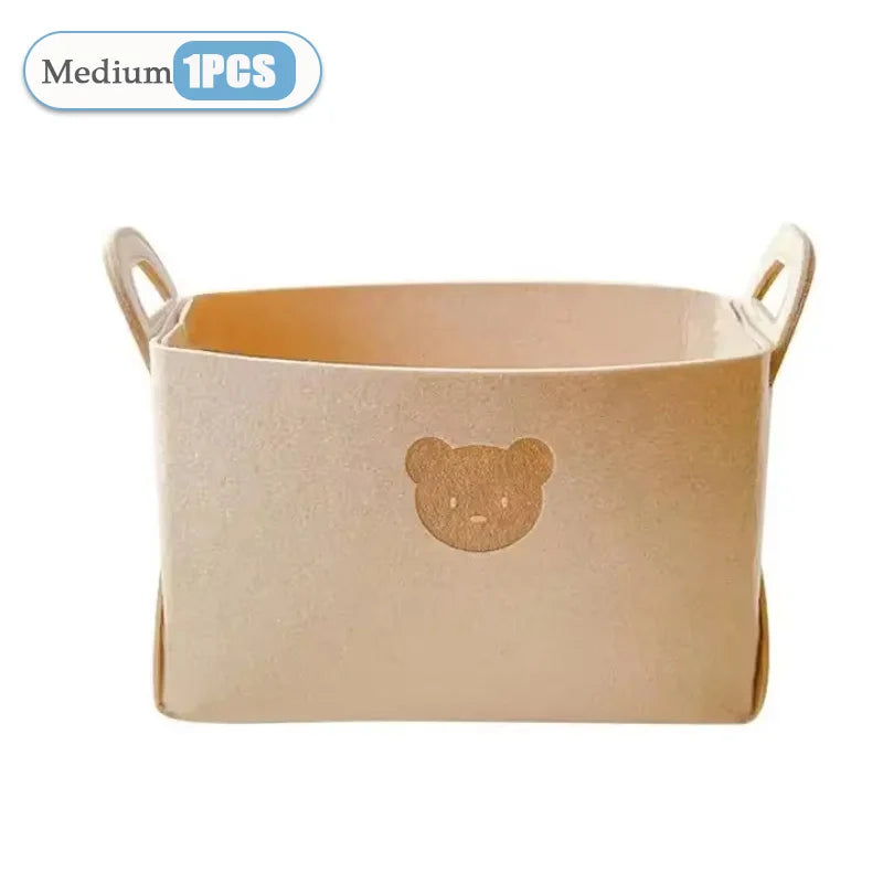 Bear Felt Storage Baskets – Foldable Toy & Home Organizer