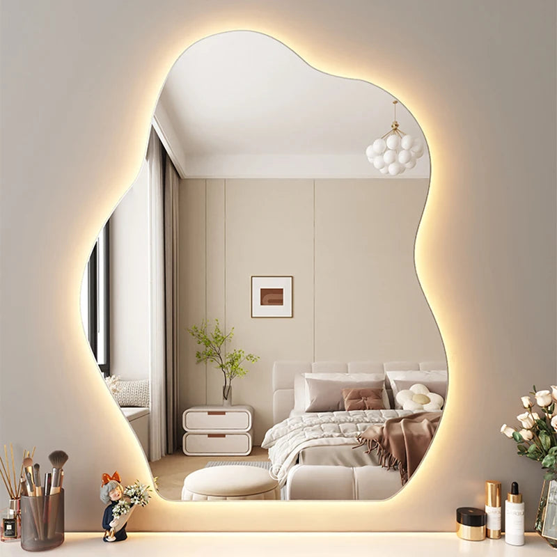 Wavy Glow Mirror | Modern Curved Wall Mirror for Bedroom & Living Room