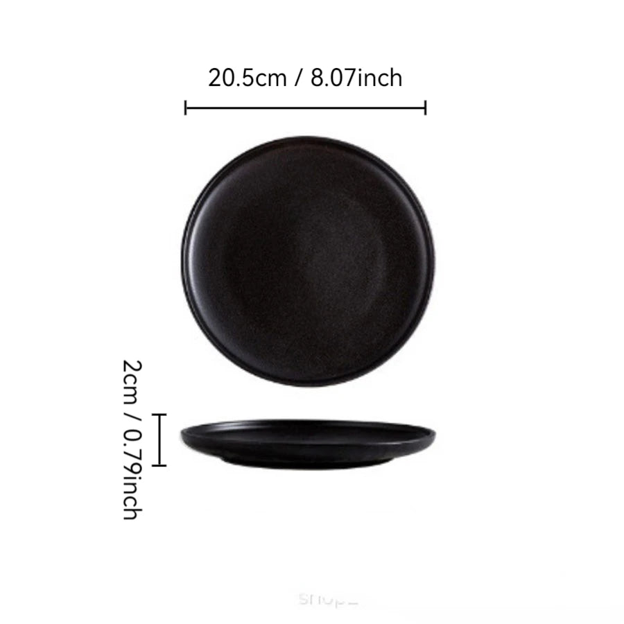 Matte Black Ceramic Plate Set – Minimal Elegance for Every Meal | Your Home™