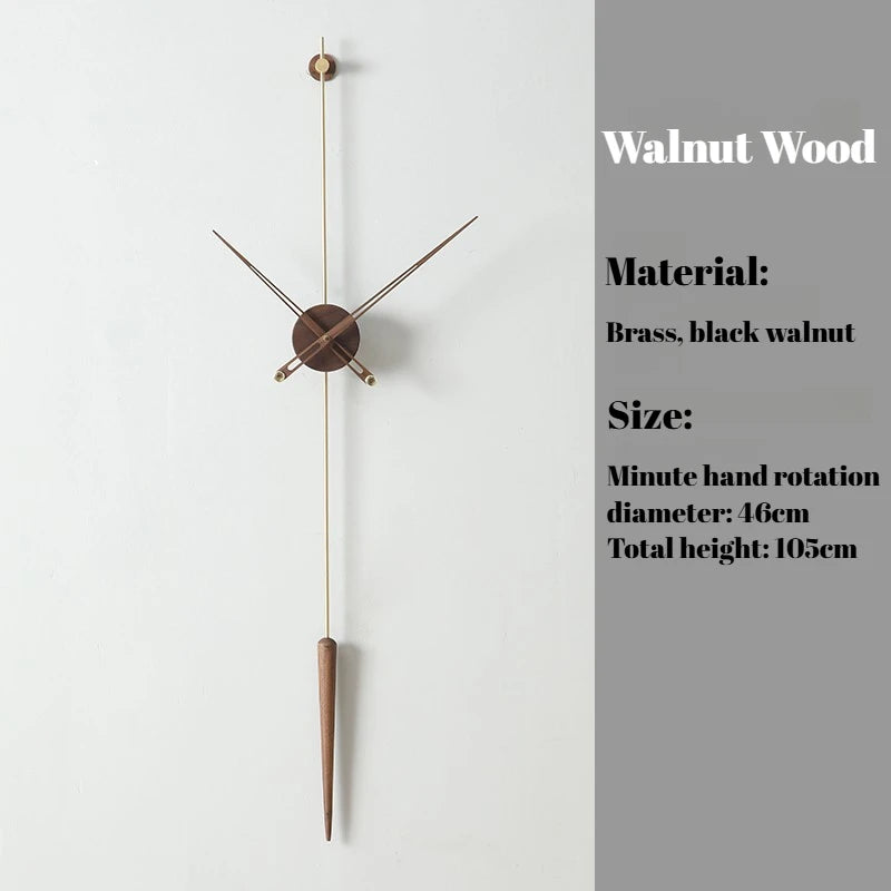 Aurelia Linear Wall Clock – Modern Minimalist Brass & Walnut Statement Timepiece