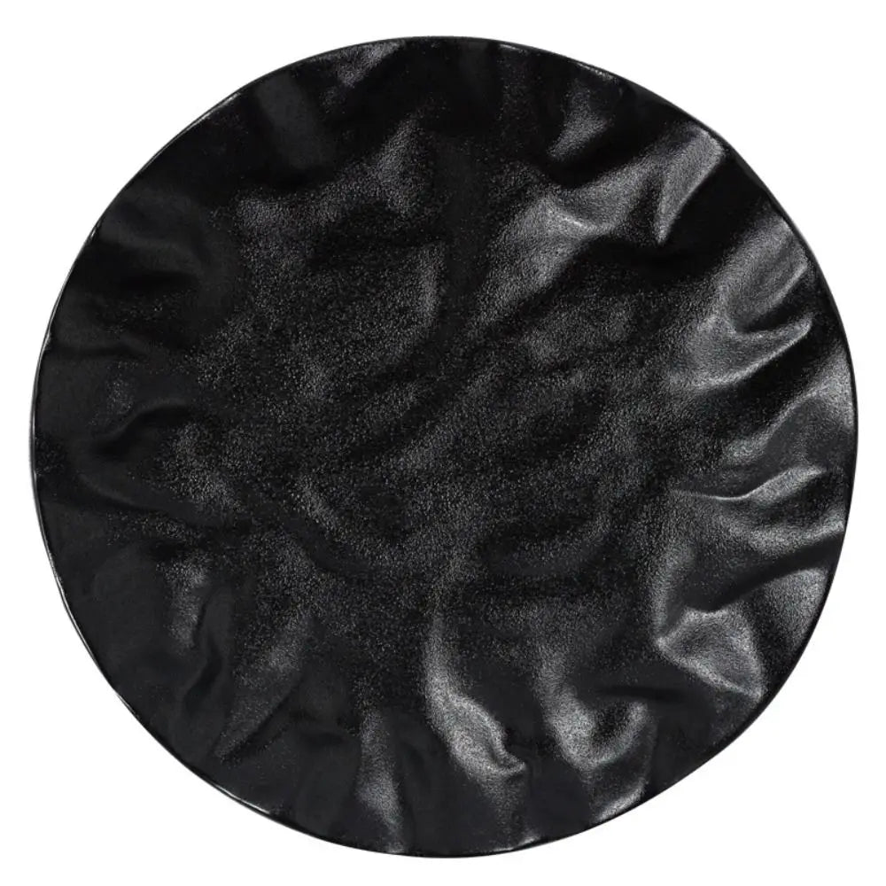 Petal Design Ceramic Plate – Black Stoneware Dish for Dinner & Dessert | Your Home™