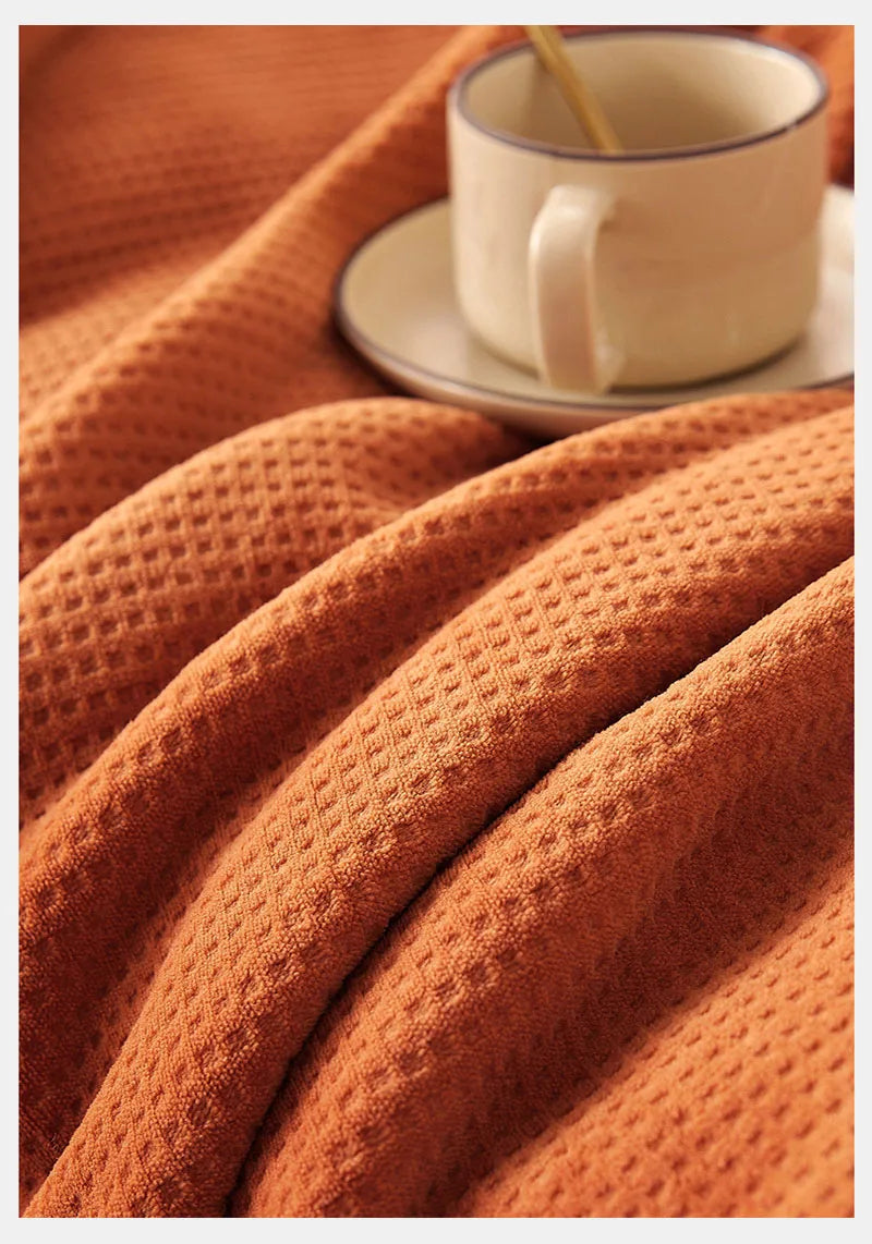 Cozy Waffle Knit Velvet Throw Blanket – Ultra-Soft Milk Velvet, All-Season Sofa & Bed Cover, Lightweight Plush Home Décor  Your Home™