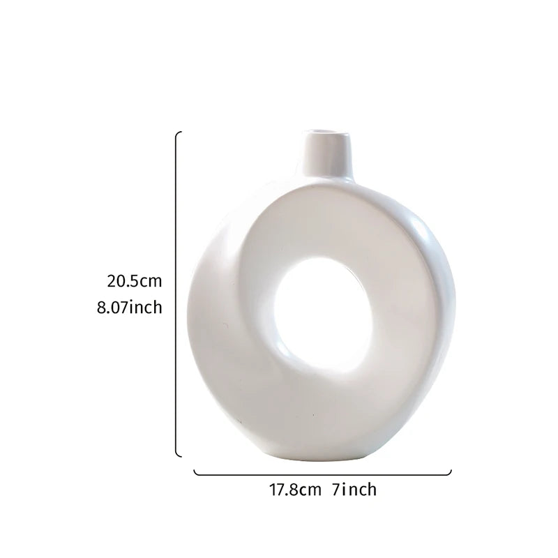 Halo Donut Vase – Minimal Ceramic-Look Resin Vase Your Home™