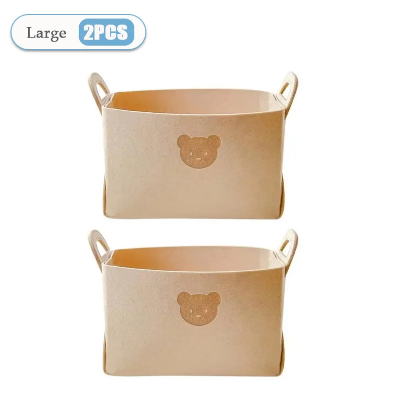 Bear Felt Storage Baskets – Foldable Toy & Home Organizer