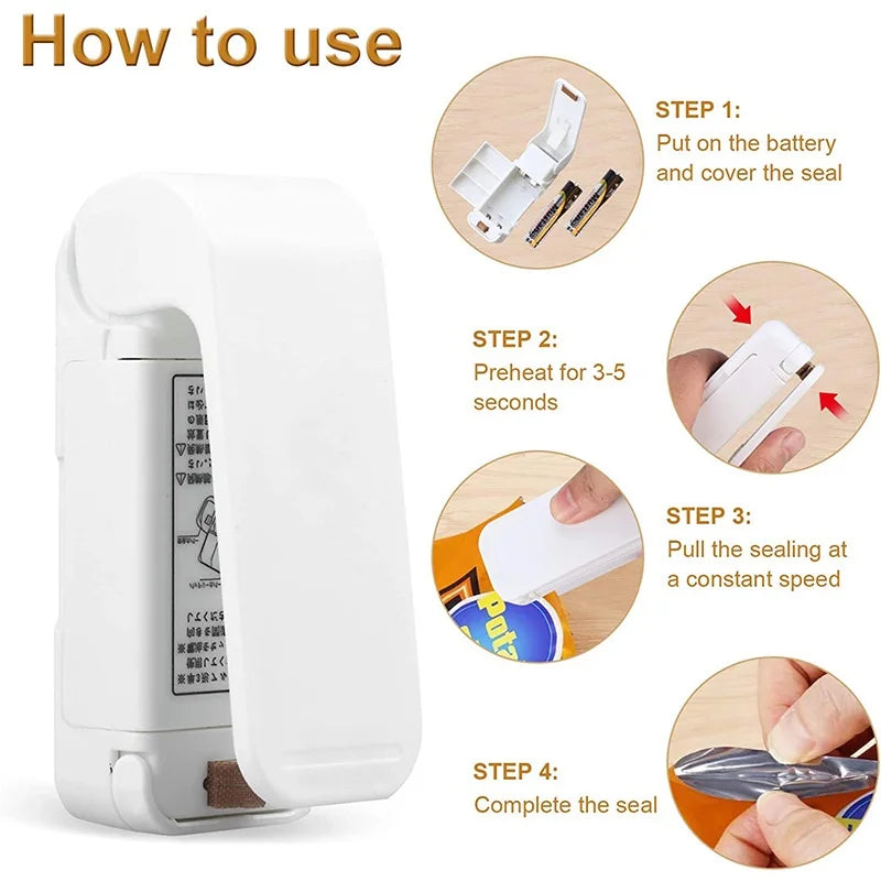 Mini Heat Sealing Machine for Food Bags – Portable Handheld Plastic Bag Sealer