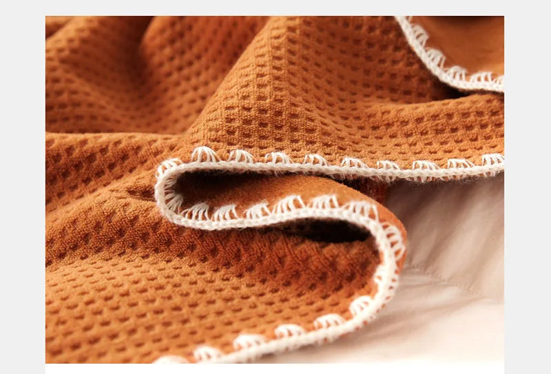 Cozy Waffle Knit Velvet Throw Blanket – Ultra-Soft Milk Velvet, All-Season Sofa & Bed Cover, Lightweight Plush Home Décor  Your Home™