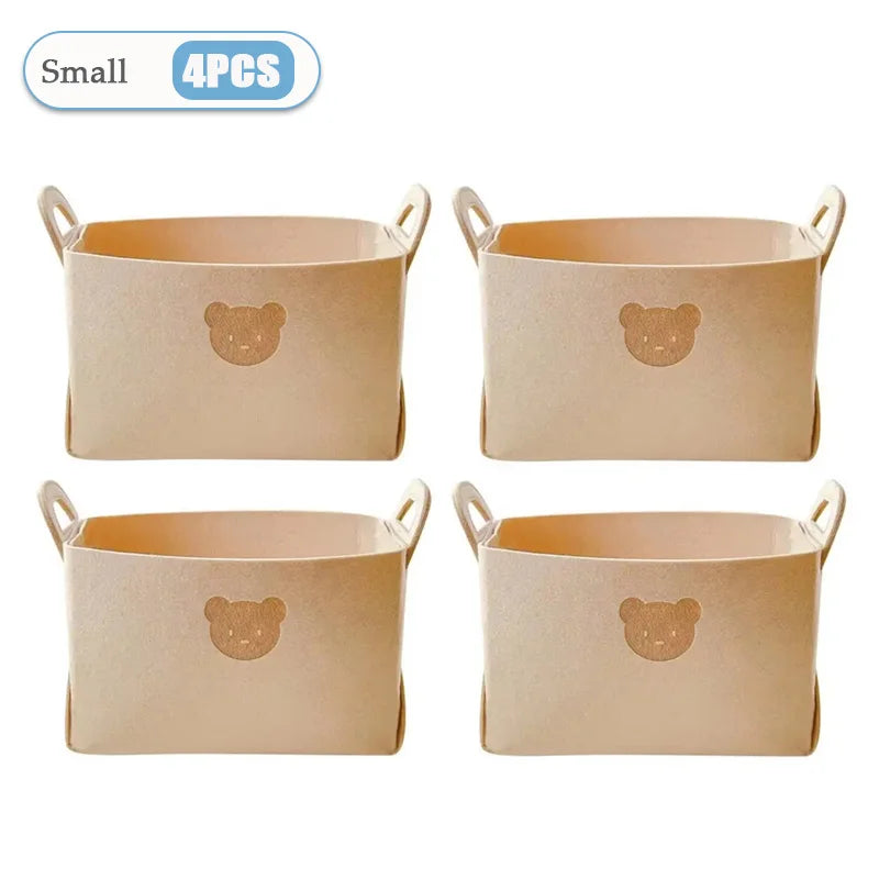 Bear Felt Storage Baskets – Foldable Toy & Home Organizer