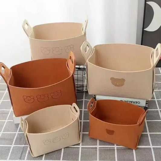 Bear Felt Storage Baskets – Foldable Toy & Home Organizer