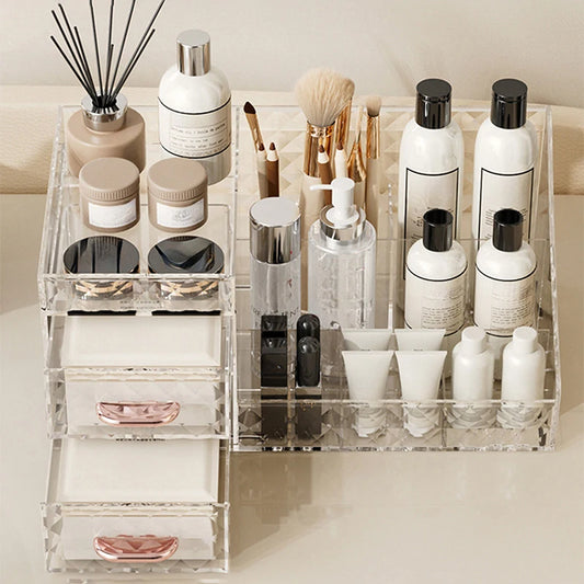 Acrylic Makeup Organizer with Drawers – Large-Capacity Cosmetic Storage for Skincare, Brushes & Accessories  Your Home™