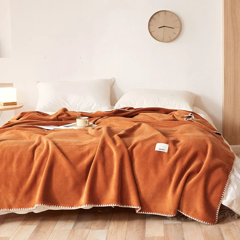 Cozy Waffle Knit Velvet Throw Blanket – Ultra-Soft Milk Velvet, All-Season Sofa & Bed Cover, Lightweight Plush Home Décor  Your Home™