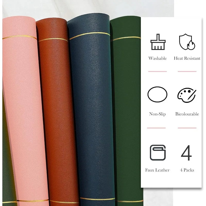 Premium Faux Leather Placemats Set – Heat-Resistant, Waterproof, Non-Slip Dining Mats
 Your Home™