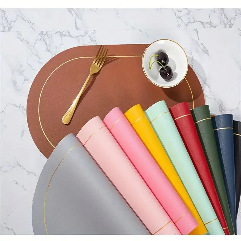 Premium Faux Leather Placemats Set – Heat-Resistant, Waterproof, Non-Slip Dining Mats
 Your Home™